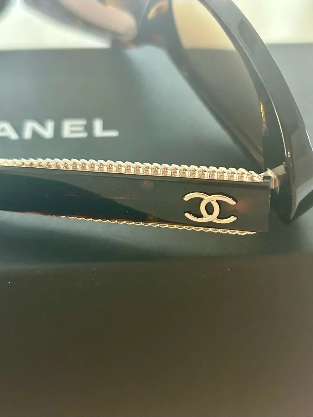 CHANEL Brown Gradient Oval Sunglasses with Quilted Case